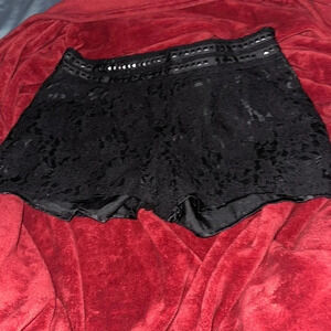 Baby phat Black Lace satin studded waist Shorts Sz  9